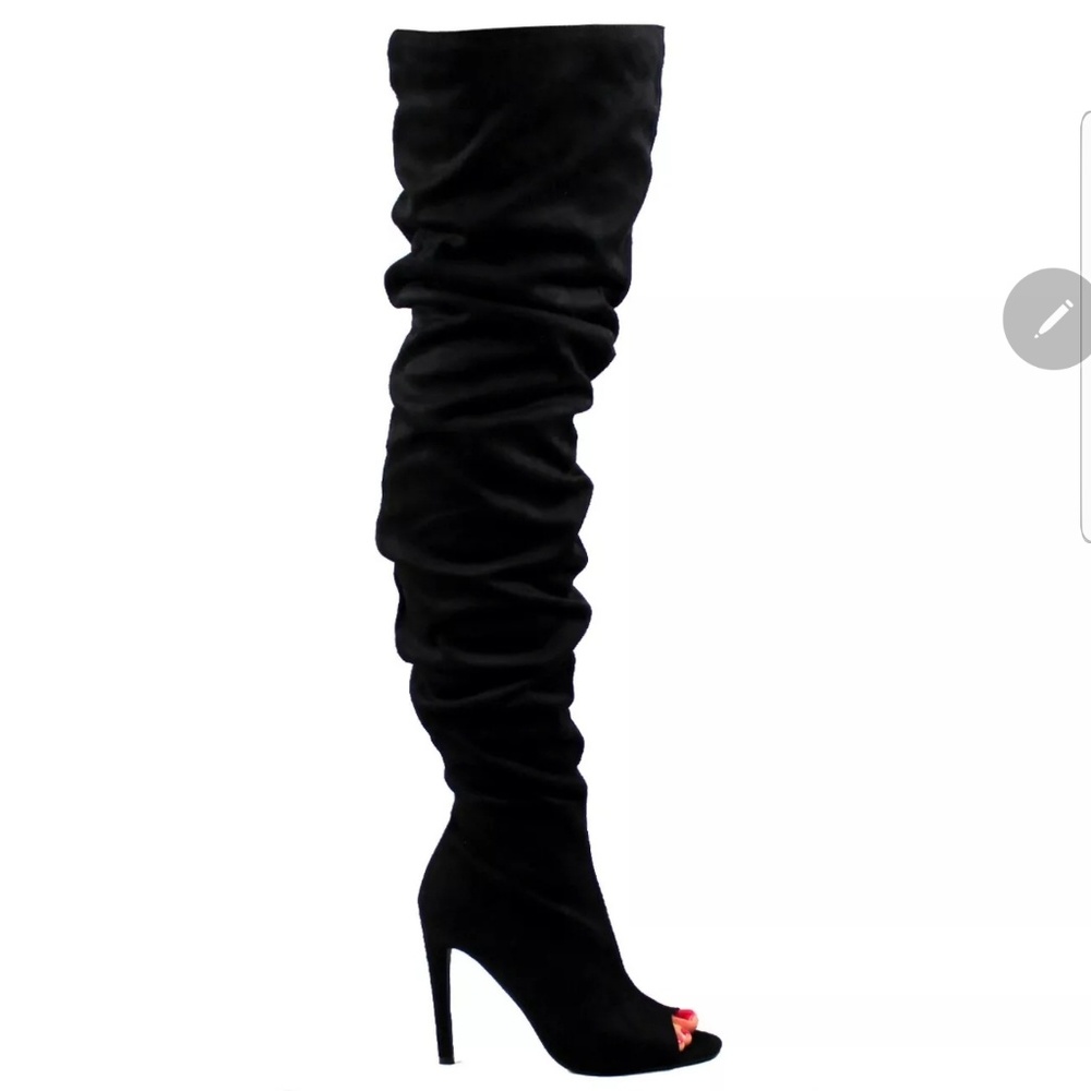 VIVA- BLACK SUEDE THIGH HIGH BOOTS